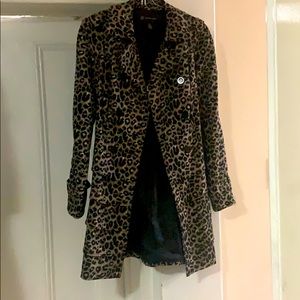INC Leopard/Cheetah Print Trench Coat
